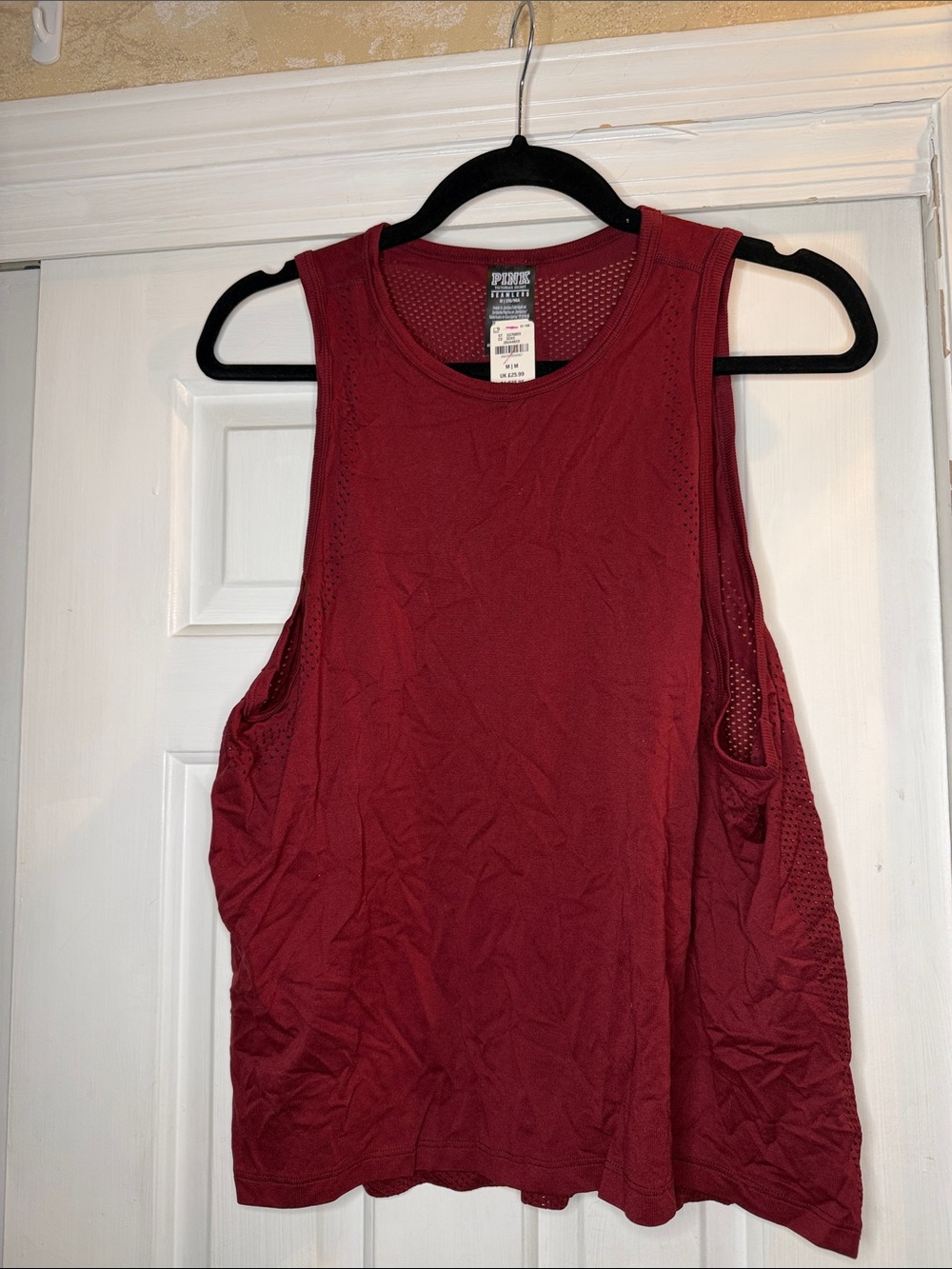 PINK Victoria's Secret Maroon Mesh-Panel Athletic Tank